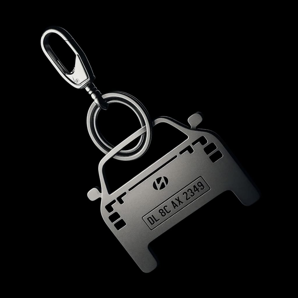 Personalized Hyundai Keychain - Dark Metal Finish