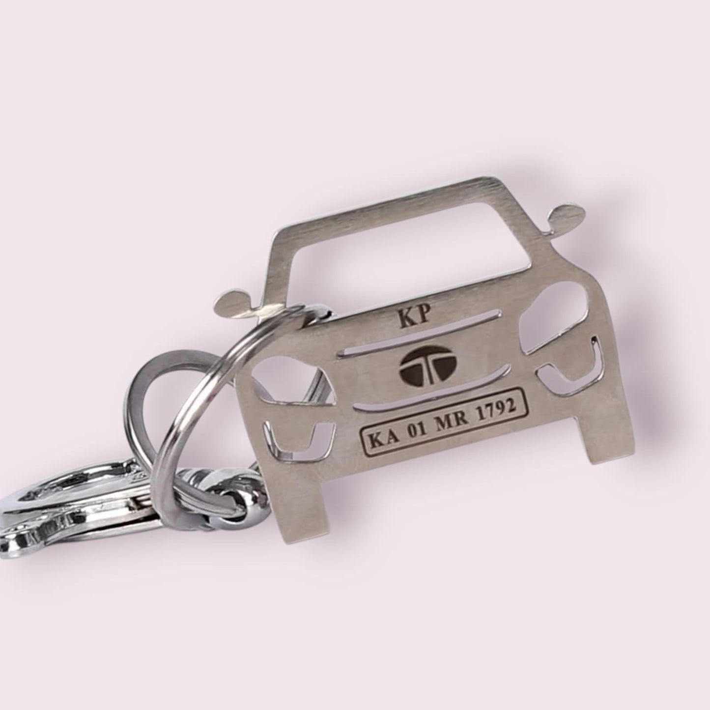 Custom Engraved Tata Car Keychain with Initials Plate - The Gift Seller