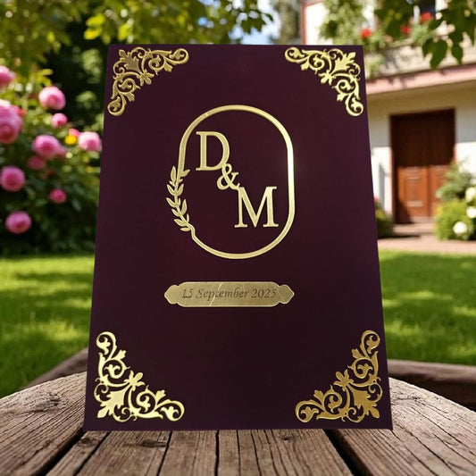 Elegant Velvet Nikahnama Book – Custom Gold Foil Design - The Gift Seller