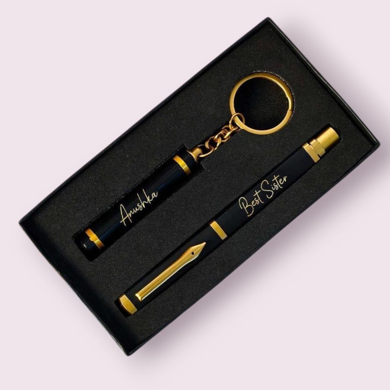 Luxury Brass Gold Pen & Keychain Set – Personalized Gifting Eleganc - The Gift Seller