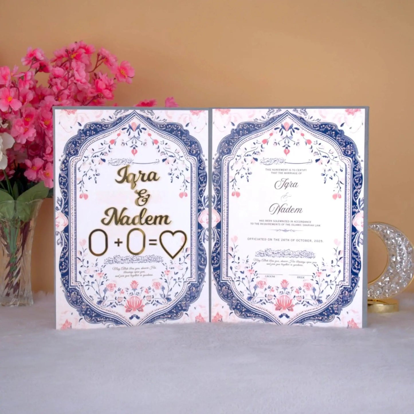 Modern Grey & Gold Custom Nikah Nama Frame ✨ - The Gift Seller