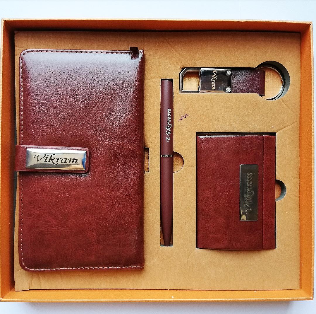 Personalized Premium Gift Set – Diary, Card Holder, Pen & Keychain Combo - The Gift Seller
