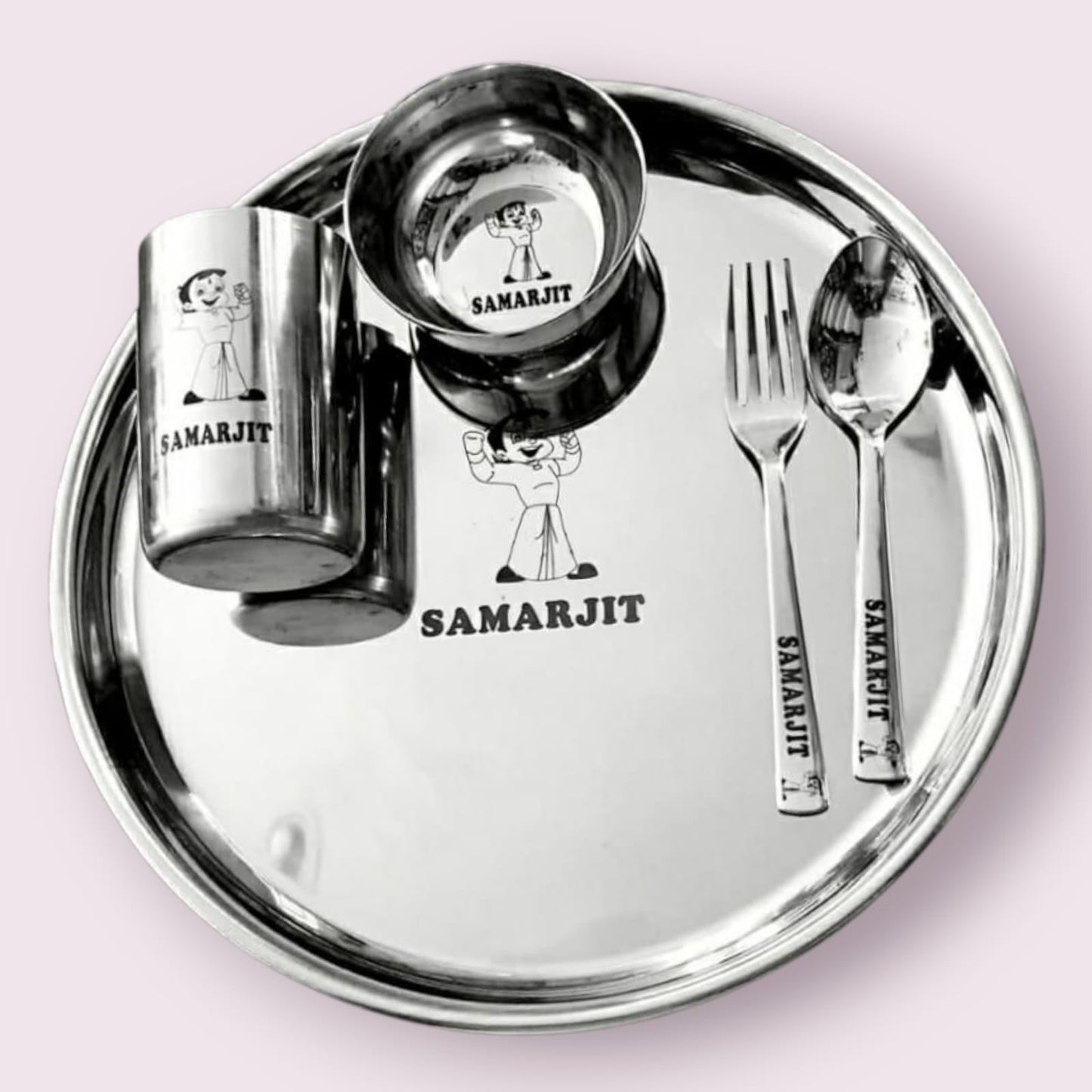 Personalized Stainless Steel Thali Set – Custom Name Engraved - The Gift Seller