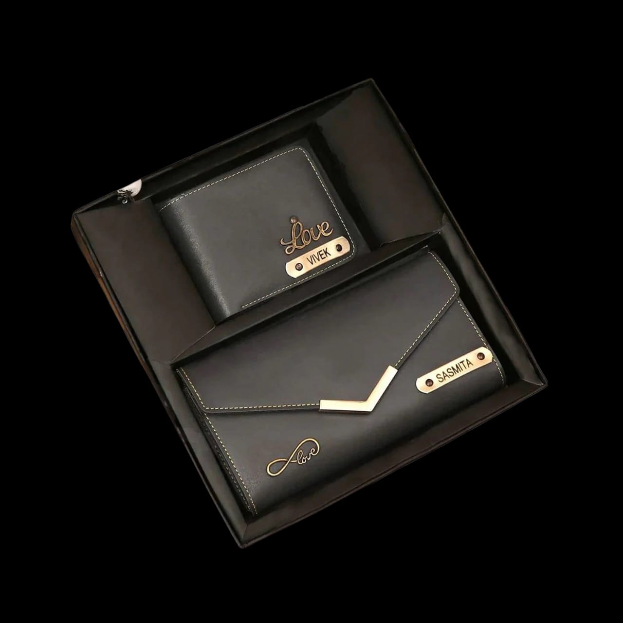🖤 Personalized Wallet Combo – For Him & Her, with Love - The Gift Seller