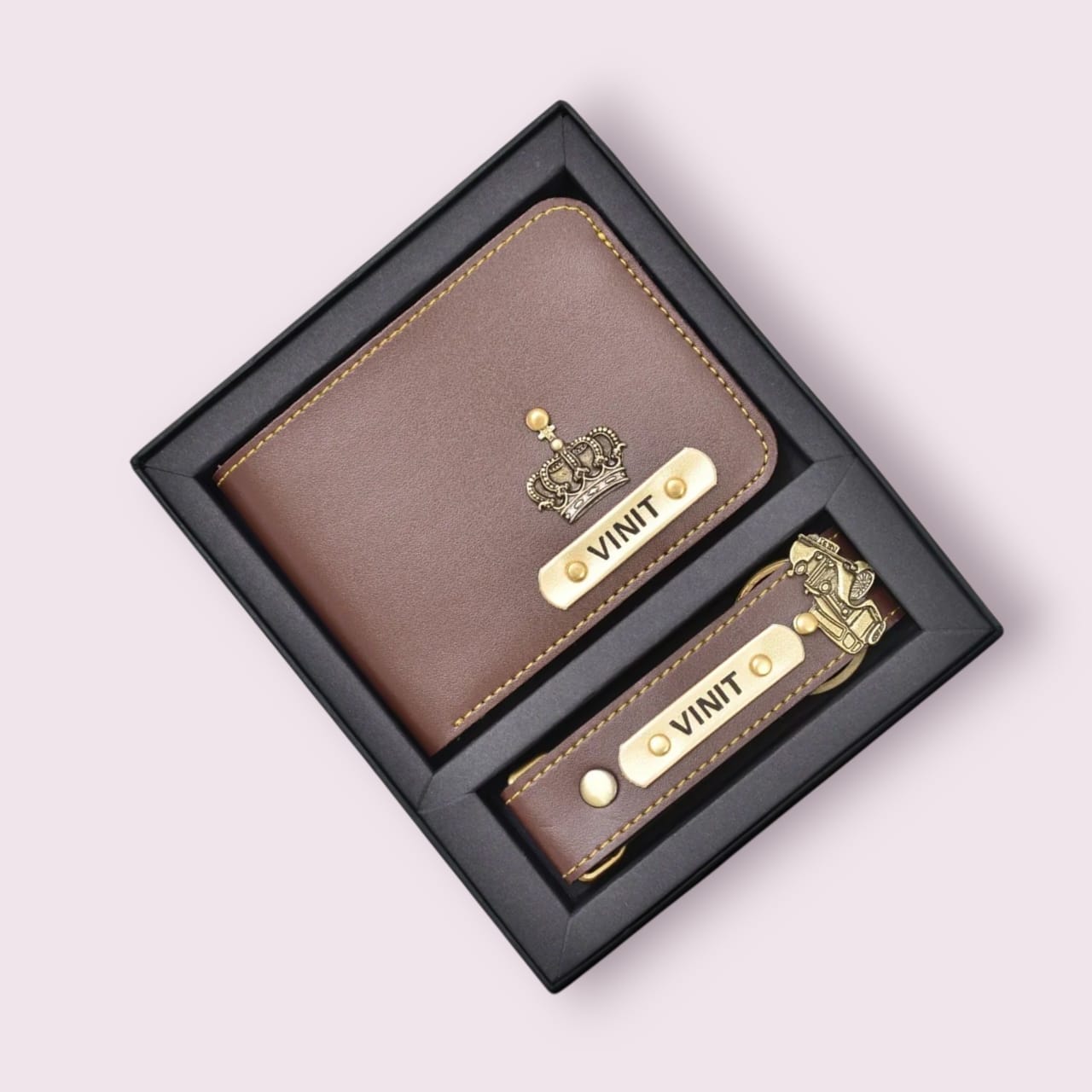 👑 Personalized Wallet & Keychain Set – Royal Style, Just for Him - The Gift Seller