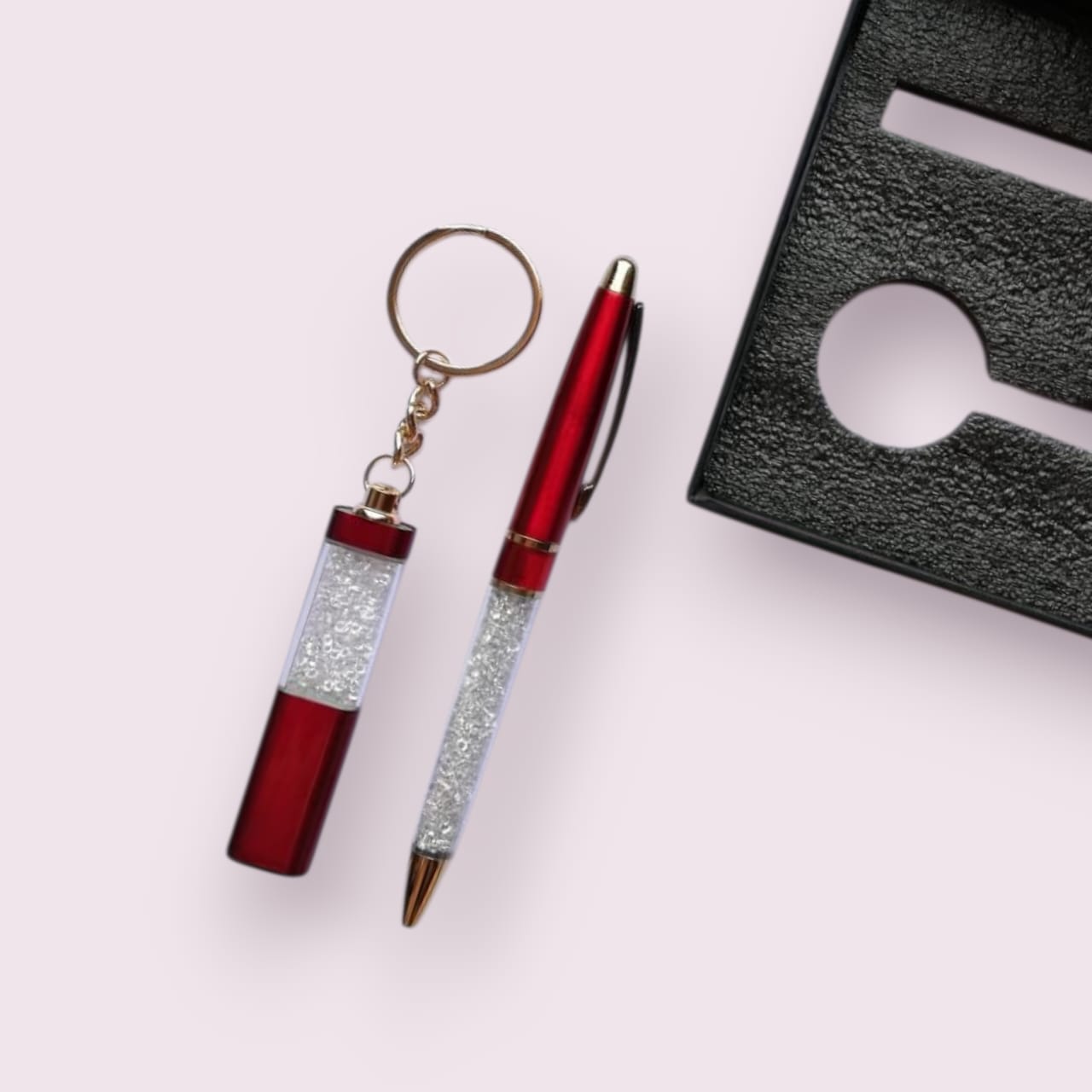Red Crystal Diamond Pen & Keychain Gift Set – Sparkle Edition - The Gift Seller