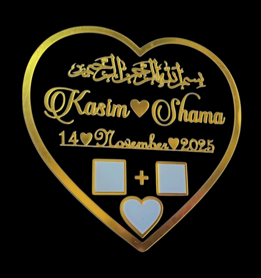 Personalized Acrylic Thumb Board Plate – Wedding Heart Design