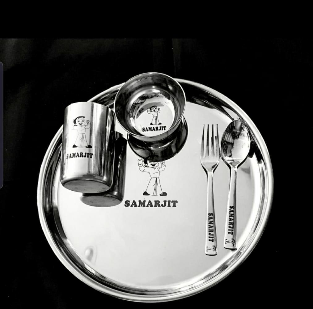 Personalized Stainless Steel Thali Set – Make Mealtime Fun & Unique!