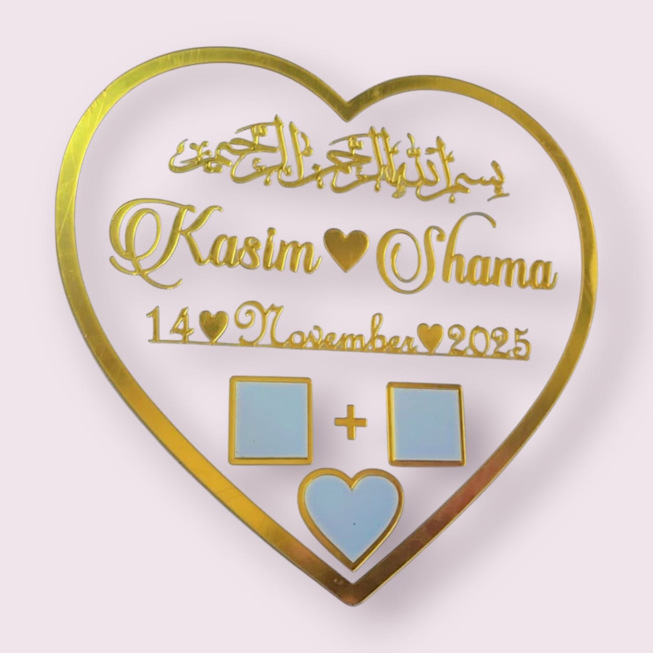 Personalized Acrylic Thumb Board Plate – Wedding Heart Design