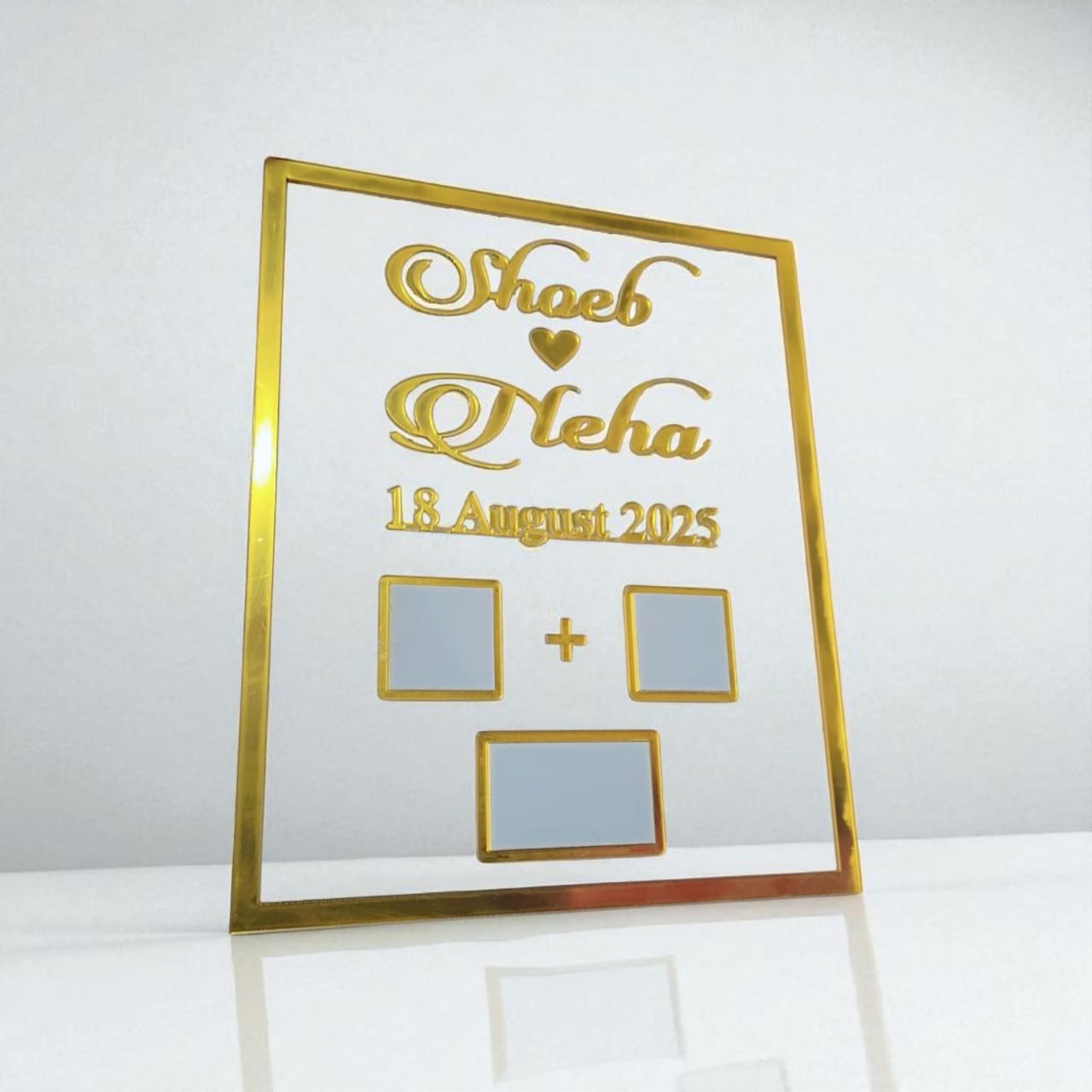 Personalized Acrylic Thumb Board Plate – Wedding Heart Design