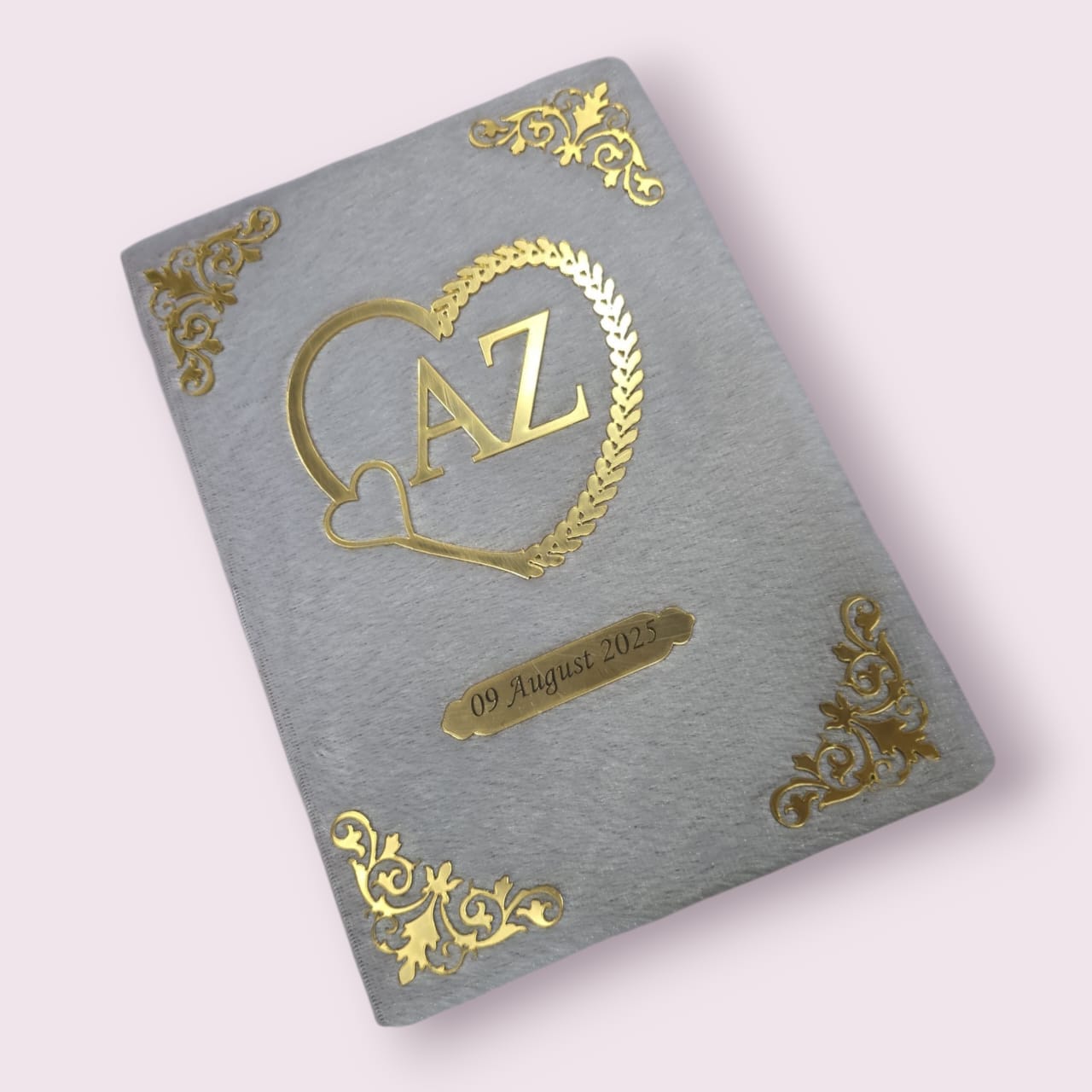 Elegant Velvet Nikahnama Book – Custom Gold Foil Design
