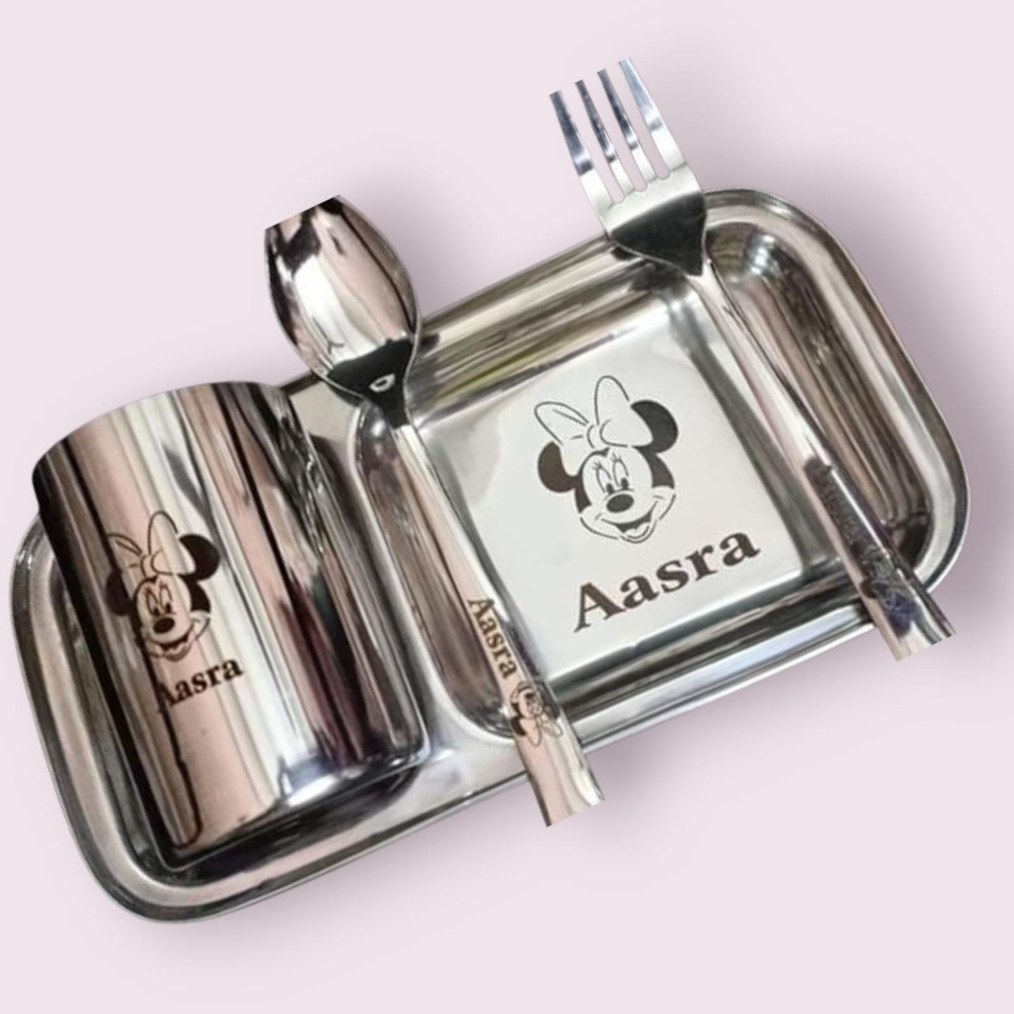 Personalized Stainless Steel Thali Set – Custom Name Engraved