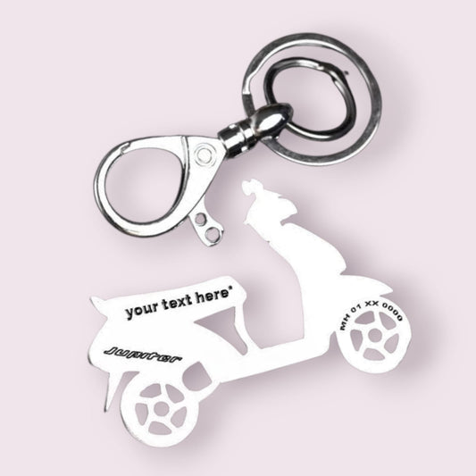 Customized Scooter Keychain with License Plate and Engraved Message