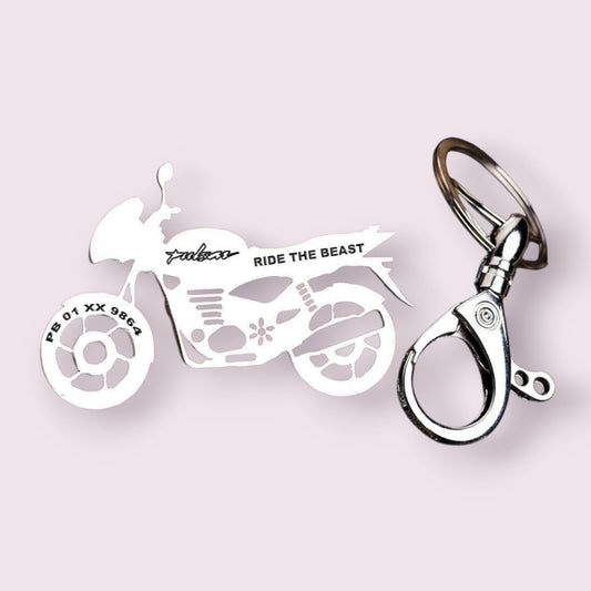 "Ride the Beast" Bajaj Pulsar Keychain with Custom Engraving