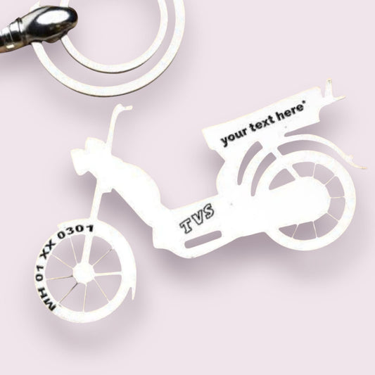 Custom Engraved TVS RayZR Scooter Keychain in Silver