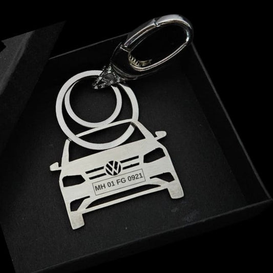 "Custom Volkswagen Car Keychain – Minimalist Engraved Design"