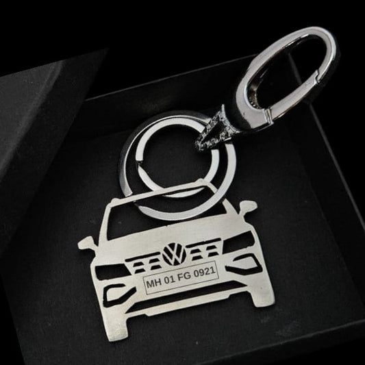 "Stylish Volkswagen SUV Keychain – Personalized with Your Car Number Plate"