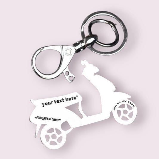 Customized Scooter Keychain with License Plate and Engraved Message - The Gift Seller