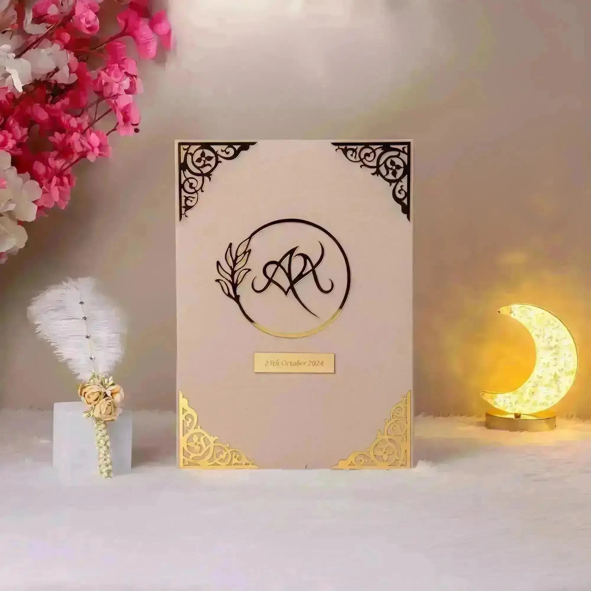 Elegant Off - White & Gold Custom Nikah Nama Frame ✨ - The Gift Seller