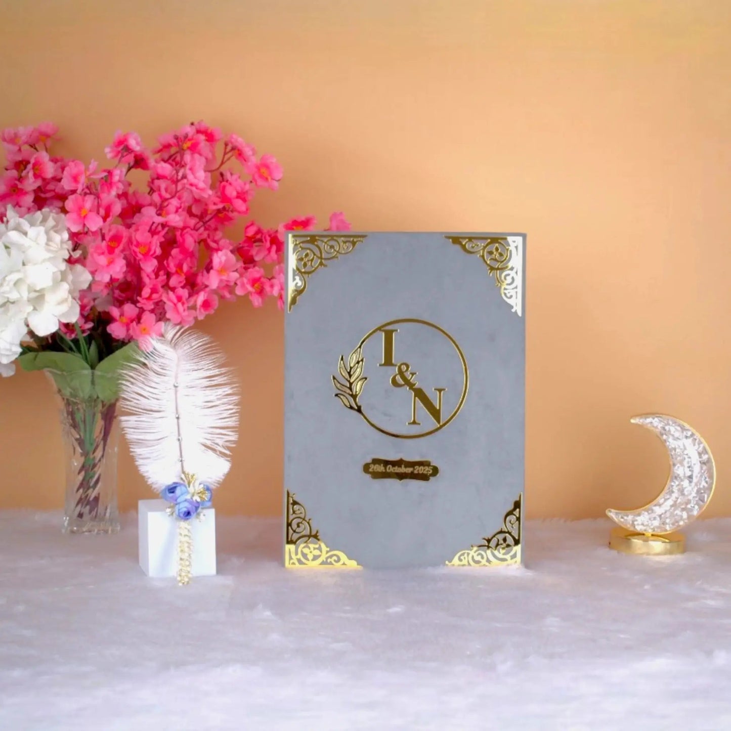 Modern Grey & Gold Custom Nikah Nama Frame ✨ - The Gift Seller