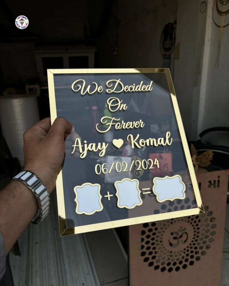 Personalized Acrylic Couple Frame with Photo Slots | Custom Anniversary & Wedding Gift with Gold Border| Glamorha - The Gift Seller