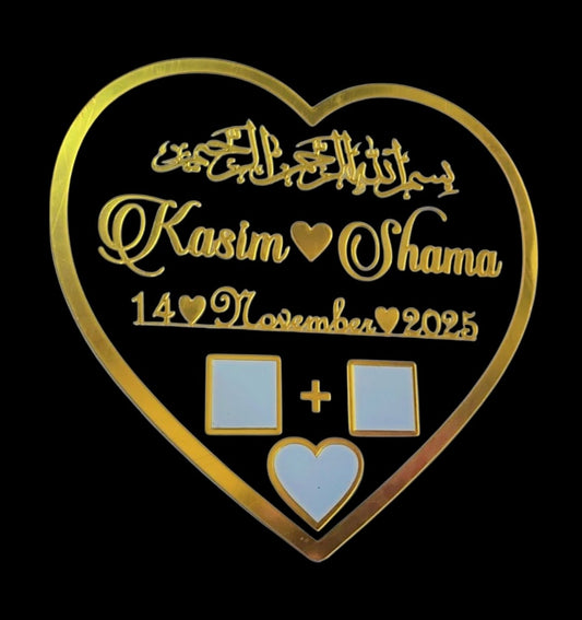 Personalized Acrylic Thumb Board Plate – Wedding Heart Design - The Gift Seller