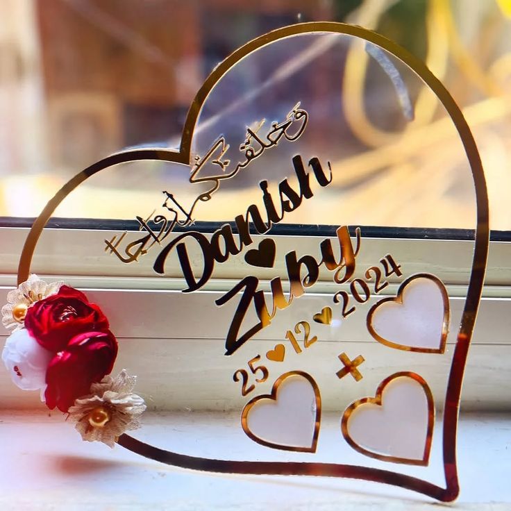Personalized Heart - Shaped Acrylic Couple Frame | Custom Name & Date Romantic Gift with Gold Finish | Glamorha - The Gift Seller