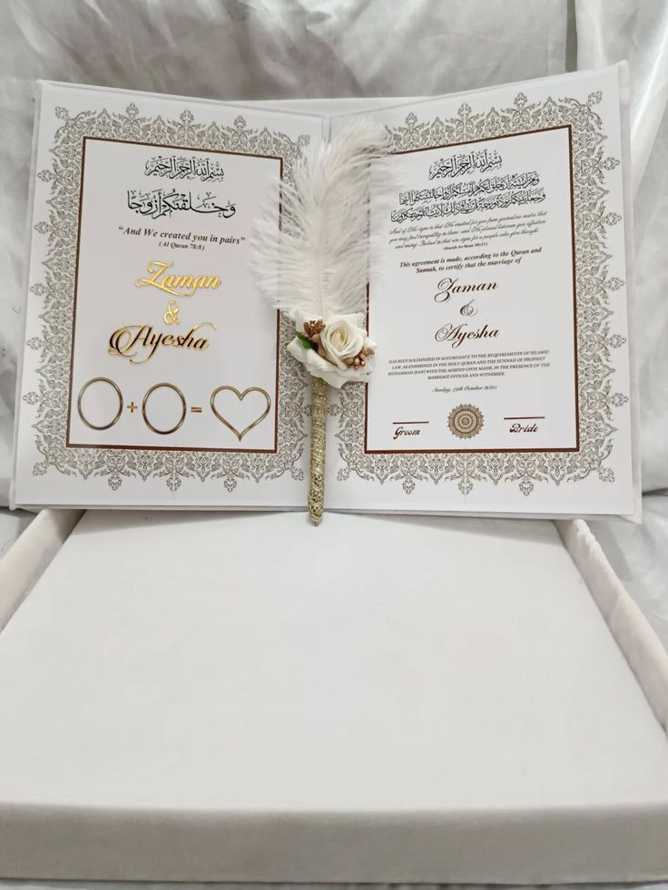Premium Handmade Nikah Nama Book | Customized Muslim Wedding Certificate Frame Set | Glamorha - The Gift Seller