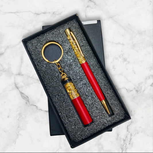🖋️ Product Headline: Top Zari Pen & Keychain Set – Royal Sparkle Collection - The Gift Seller