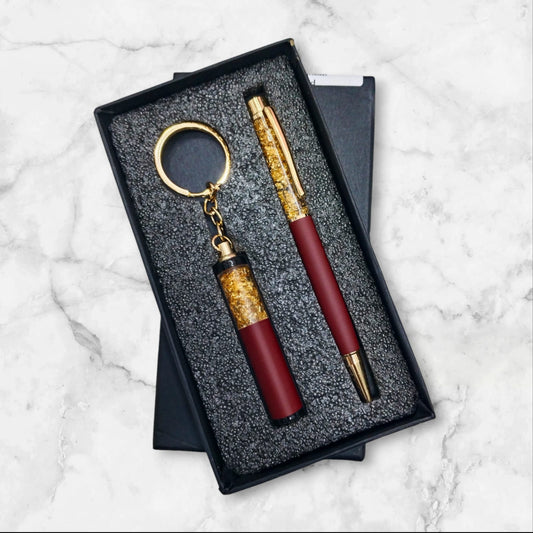 🖋️ Product Headline: Top Zari Pen & Keychain Set – Royal Sparkle Collection - The Gift Seller