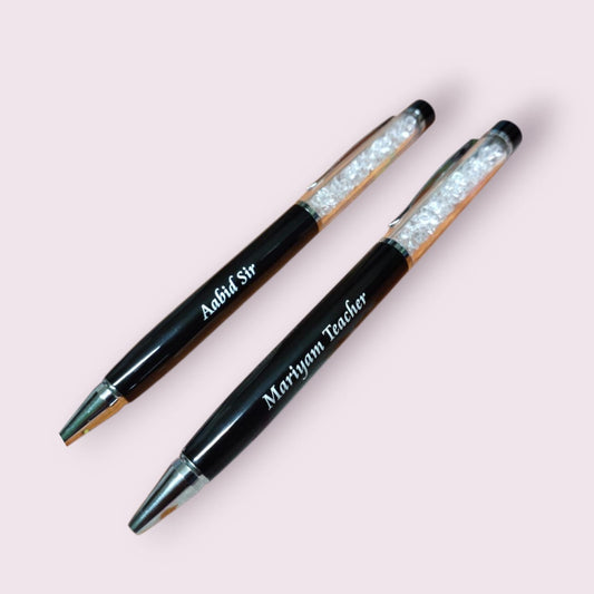 Elegant Crystal Shine Personalized Pen – Silver Spark Edition