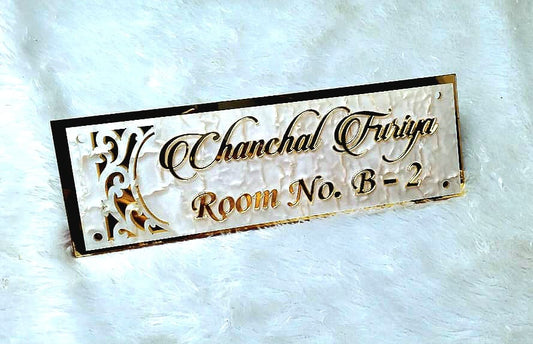 Elegant Acrylic Door Name Plate – Custom Gold Finish