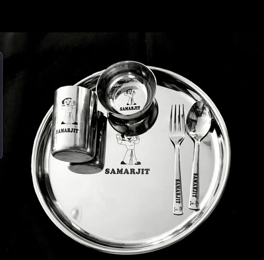 Personalized Stainless Steel Thali Set – Make Mealtime Fun & Unique!