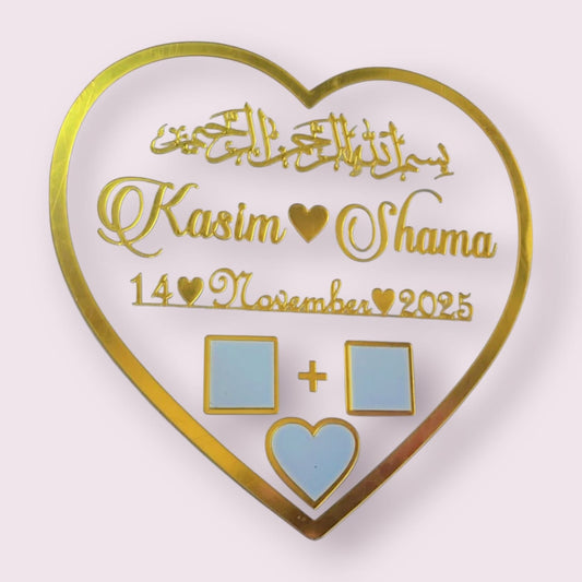 Personalized Acrylic Thumb Board Plate – Wedding Heart Design