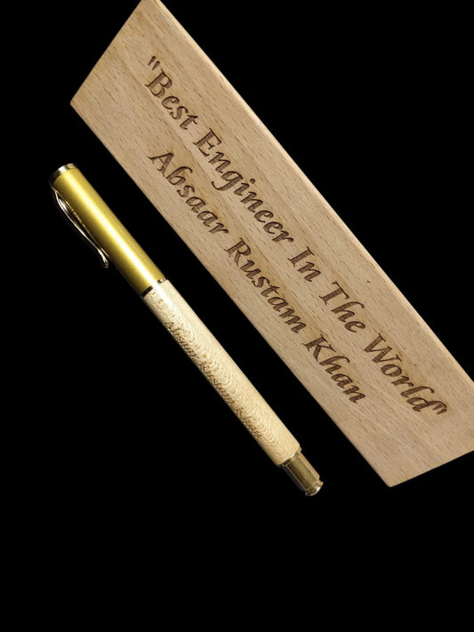 Engraved Wooden Pen & Stand Set – A Timeless Personalized Tribute