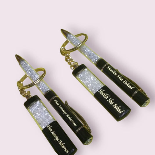 Black Crystal Diamond Pen & Keychain Set – Royal Shine Edition